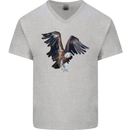 A Vulture Illustration Birds of Prey Mens V-Neck Cotton T-Shirt Sports Grey
