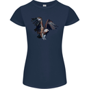 A Vulture Illustration Birds of Prey Womens Petite Cut T-Shirt Navy Blue