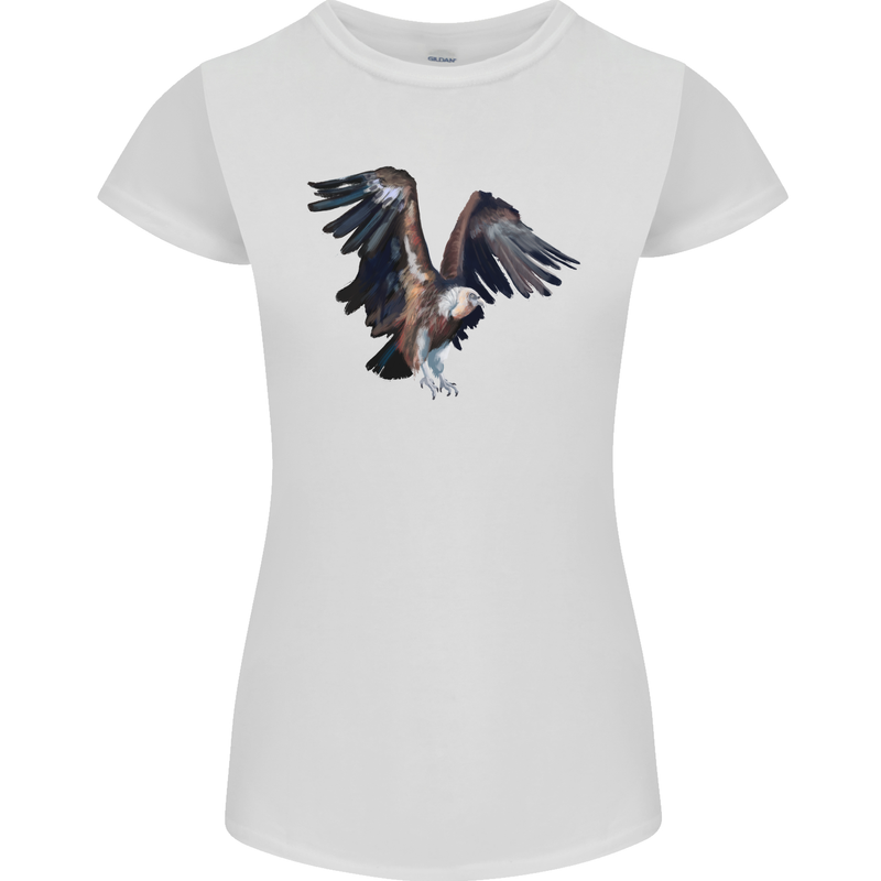 A Vulture Illustration Birds of Prey Womens Petite Cut T-Shirt White