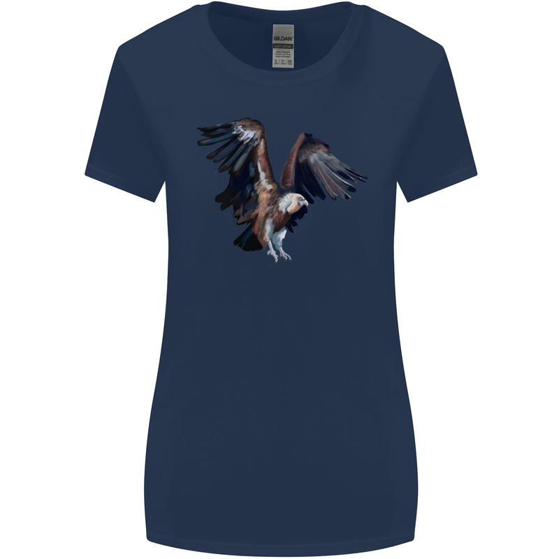 A Vulture Illustration Birds of Prey Womens Wider Cut T-Shirt Navy Blue