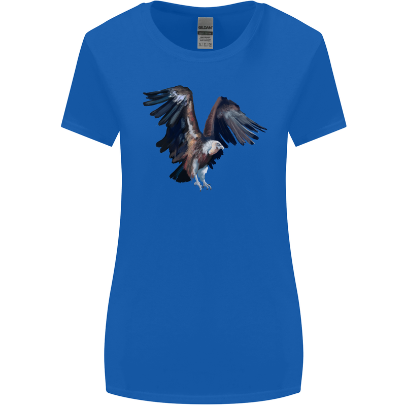 A Vulture Illustration Birds of Prey Womens Wider Cut T-Shirt Royal Blue