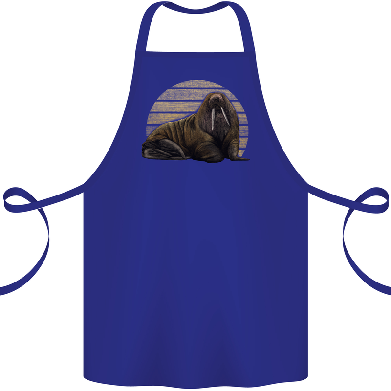 A Walrus Painting Cotton Apron 100% Organic Royal Blue