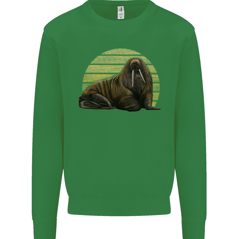 A Walrus Painting Kids Sweatshirt Jumper Irish Green