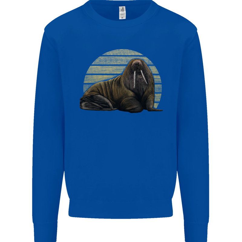 A Walrus Painting Kids Sweatshirt Jumper Royal Blue