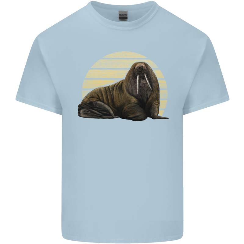 A Walrus Painting Mens Cotton T-Shirt Tee Top Light Blue