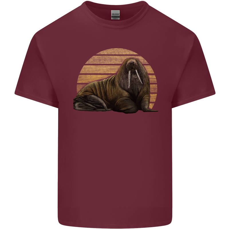 A Walrus Painting Mens Cotton T-Shirt Tee Top Maroon