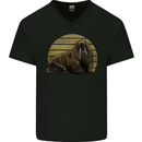 A Walrus Painting Mens V-Neck Cotton T-Shirt Black