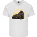 A Walrus Painting Mens V-Neck Cotton T-Shirt White