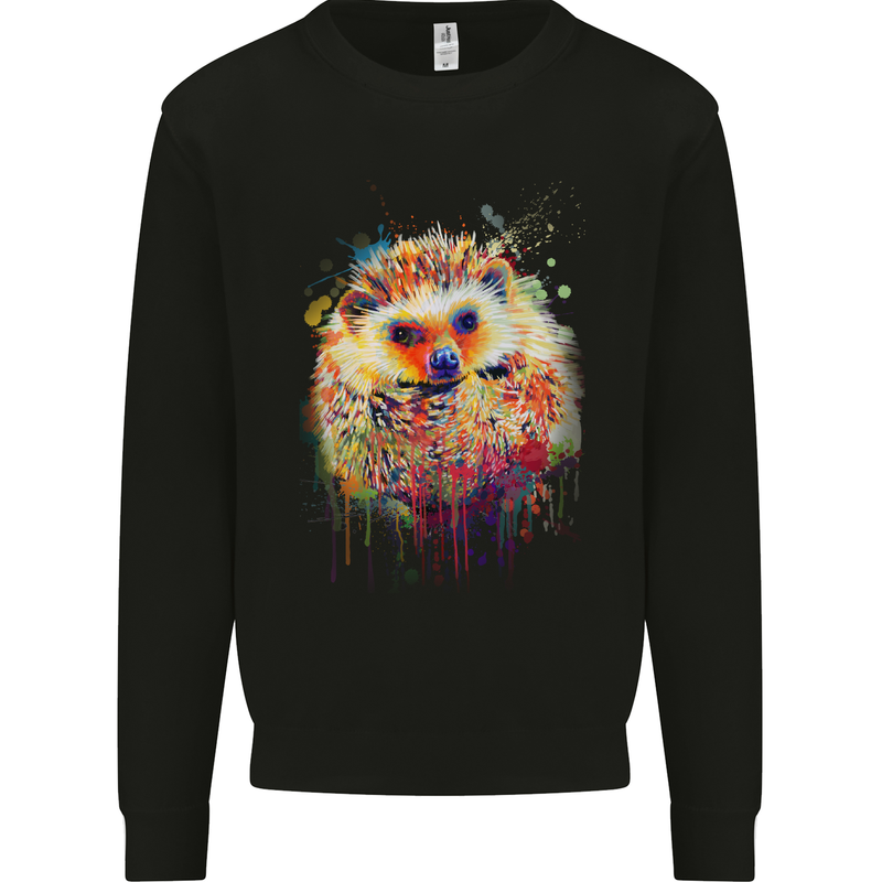 A Watercolour Hedgehog Kids Sweatshirt Jumper Black