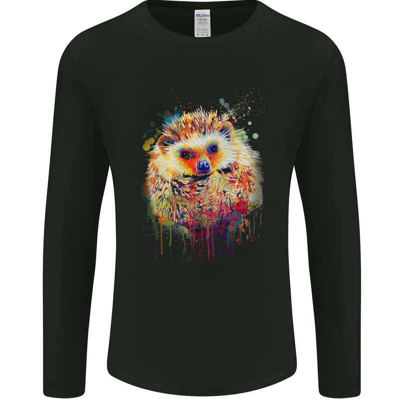 A Watercolour Hedgehog Mens Long Sleeve T-Shirt Black