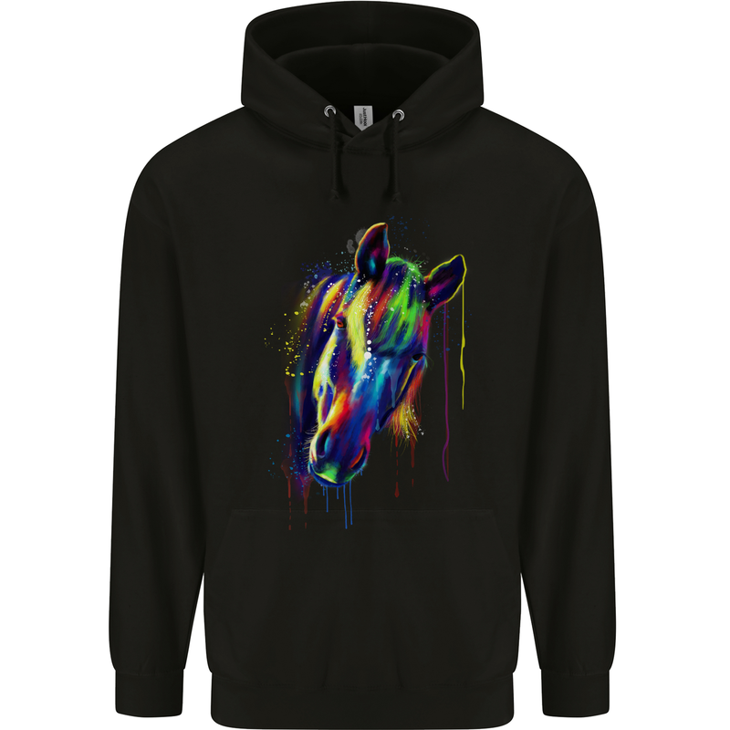 A Watercolour Horse Childrens Kids Hoodie Black