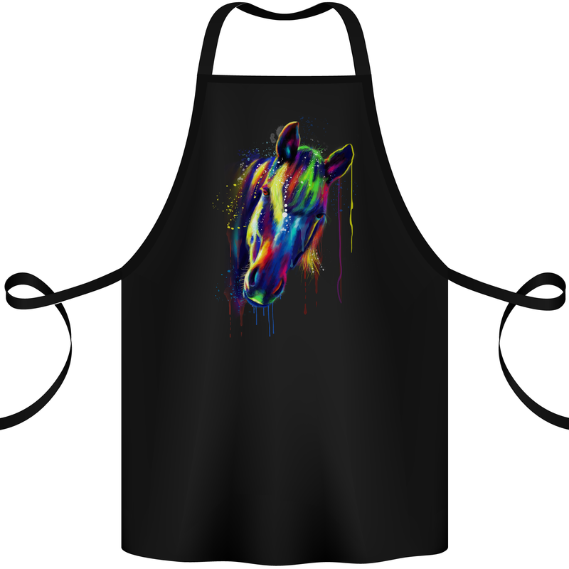 A Watercolour Horse Cotton Apron 100% Organic Black