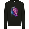 A Watercolour Horse Kids Sweatshirt Jumper Black
