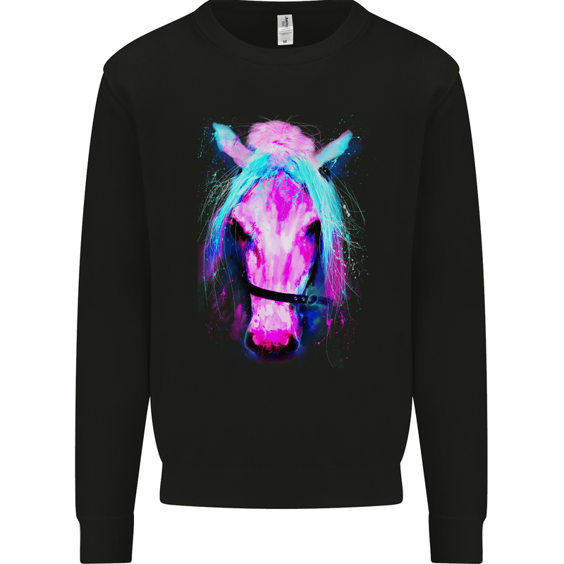 A Watercolour Horse Mens Sweatshirt Jumper Black