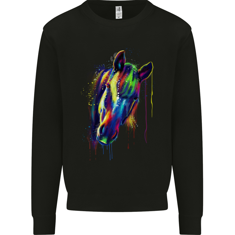 A Watercolour Horse Mens Sweatshirt Jumper Black