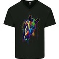 A Watercolour Horse Mens V-Neck Cotton T-Shirt Black