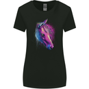 A Watercolour Horse Womens Wider Cut T-Shirt Black