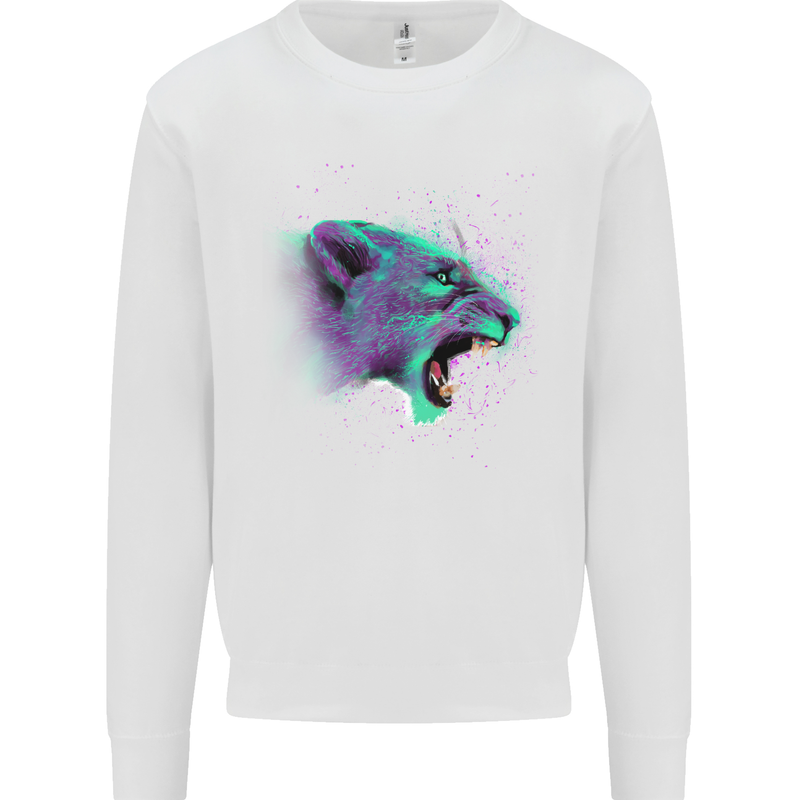 A Watercolour Lion Kids Sweatshirt Jumper White