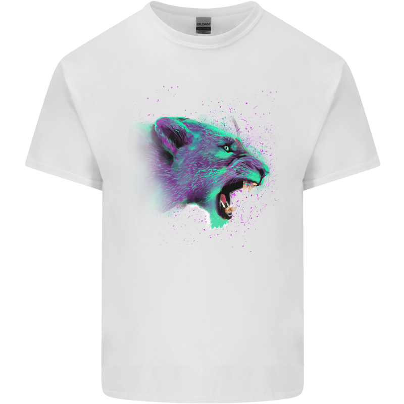 A Watercolour Lion Mens Cotton T-Shirt Tee Top White
