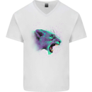 A Watercolour Lion Mens V-Neck Cotton T-Shirt White