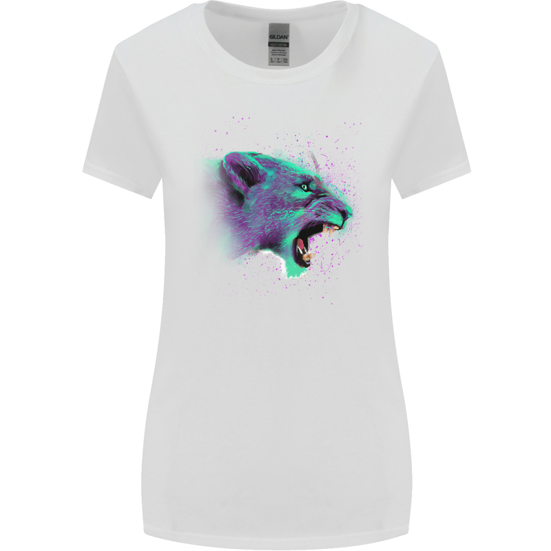 A Watercolour Lion Womens Wider Cut T-Shirt White