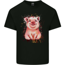 A Watercolour Pig Kids T-Shirt Childrens Black