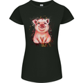A Watercolour Pig Womens Petite Cut T-Shirt Black