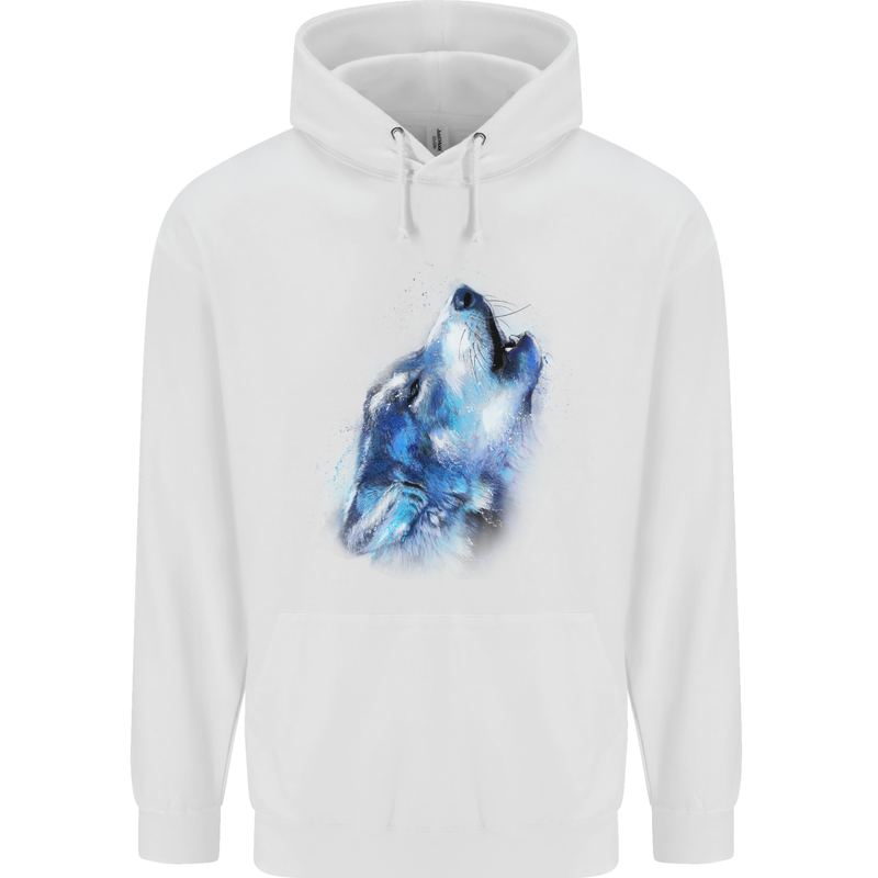 A Watercolour Wolf Childrens Kids Hoodie White