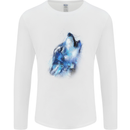 A Watercolour Wolf Mens Long Sleeve T-Shirt White