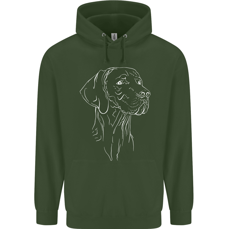 A Weimaraner Face Childrens Kids Hoodie Forest Green