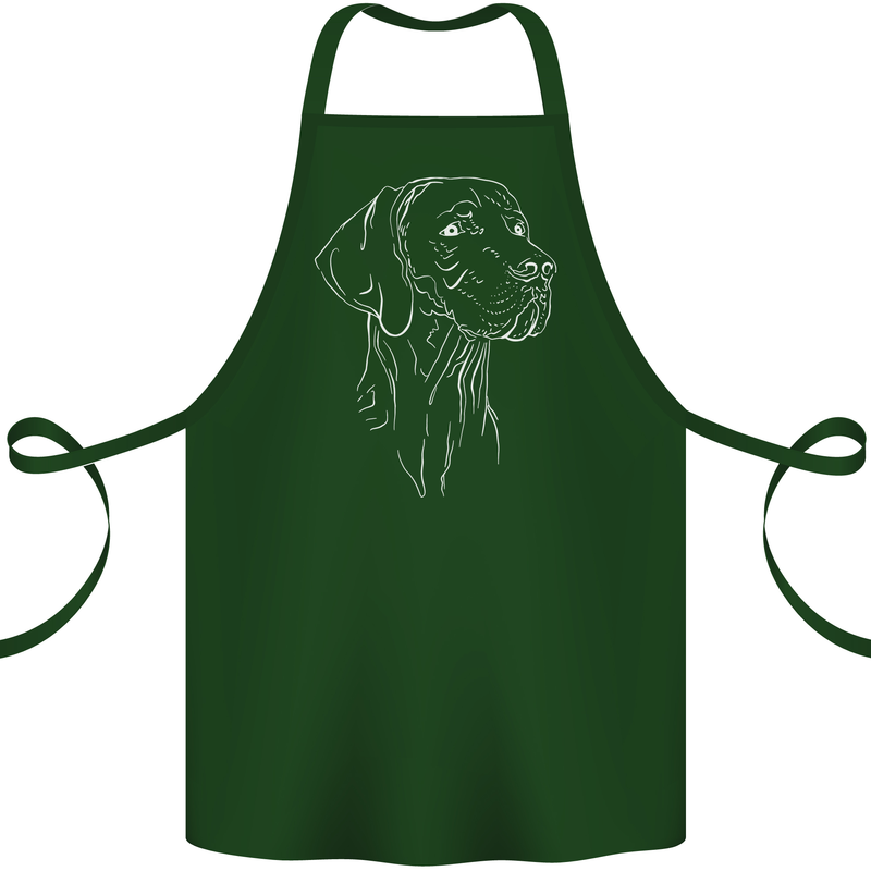 A Weimaraner Face Cotton Apron 100% Organic Forest Green