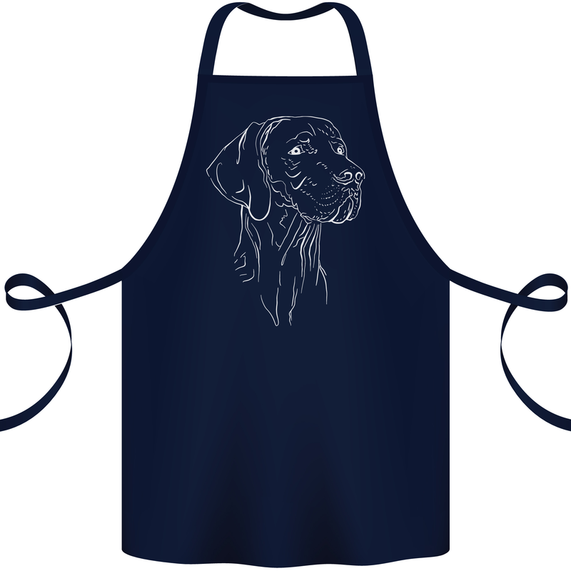 A Weimaraner Face Cotton Apron 100% Organic Navy Blue