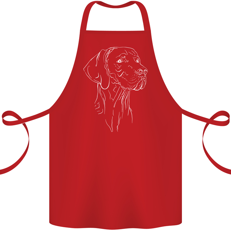A Weimaraner Face Cotton Apron 100% Organic Red