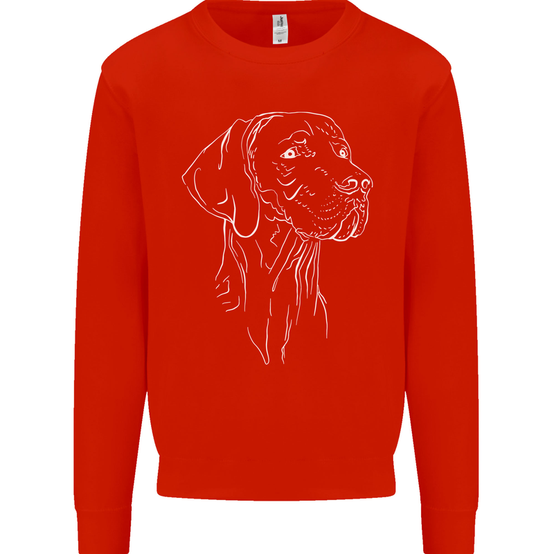 A Weimaraner Face Kids Sweatshirt Jumper Bright Red