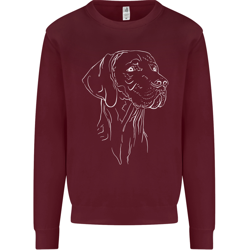 A Weimaraner Face Kids Sweatshirt Jumper Maroon