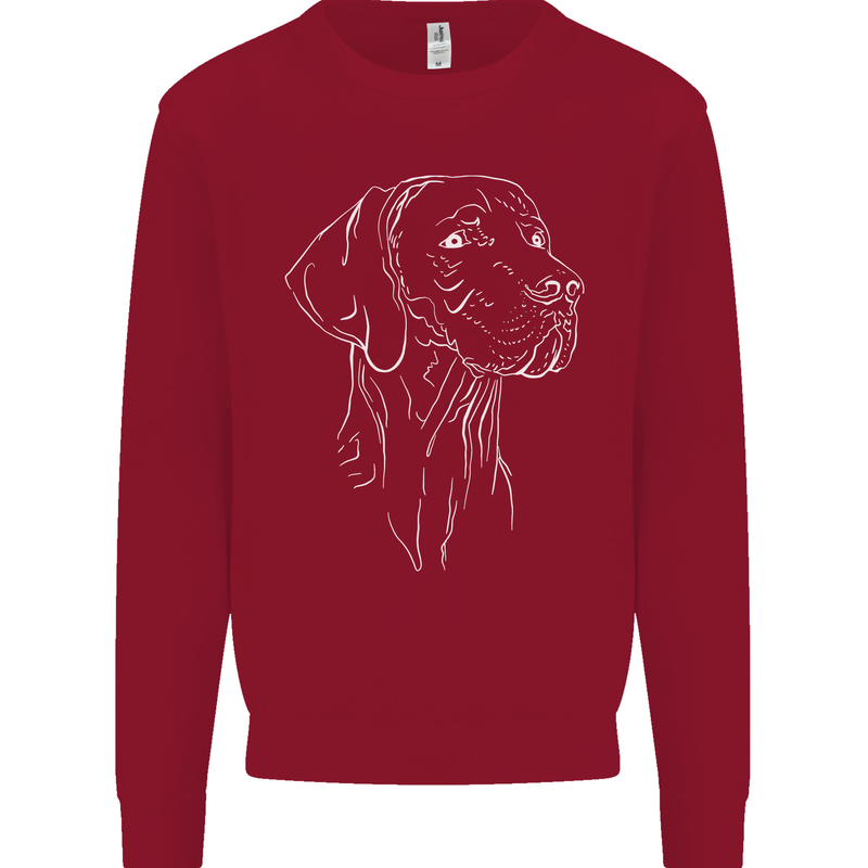 A Weimaraner Face Kids Sweatshirt Jumper Red