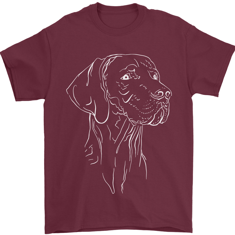 A Weimaraner Face Mens T-Shirt 100% Cotton Maroon