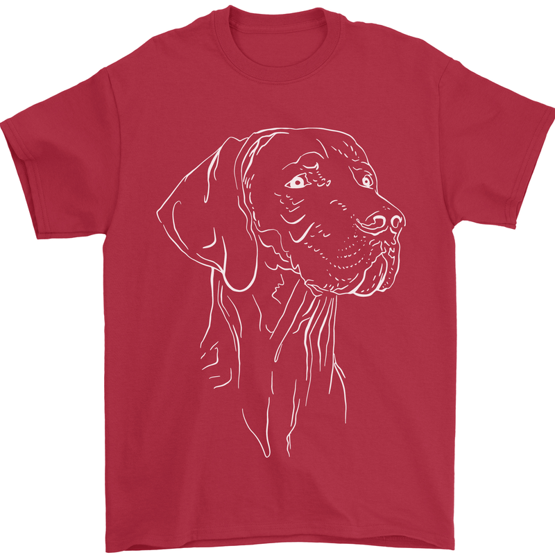 A Weimaraner Face Mens T-Shirt 100% Cotton Red