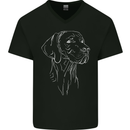 A Weimaraner Face Mens V-Neck Cotton T-Shirt Black
