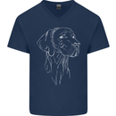 A Weimaraner Face Mens V-Neck Cotton T-Shirt Navy Blue