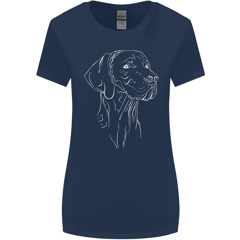 A Weimaraner Face Womens Wider Cut T-Shirt Navy Blue