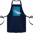 A Whale Shark and Scuba Diver Cotton Apron 100% Organic Navy Blue