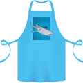 A Whale Shark and Scuba Diver Cotton Apron 100% Organic Turquoise