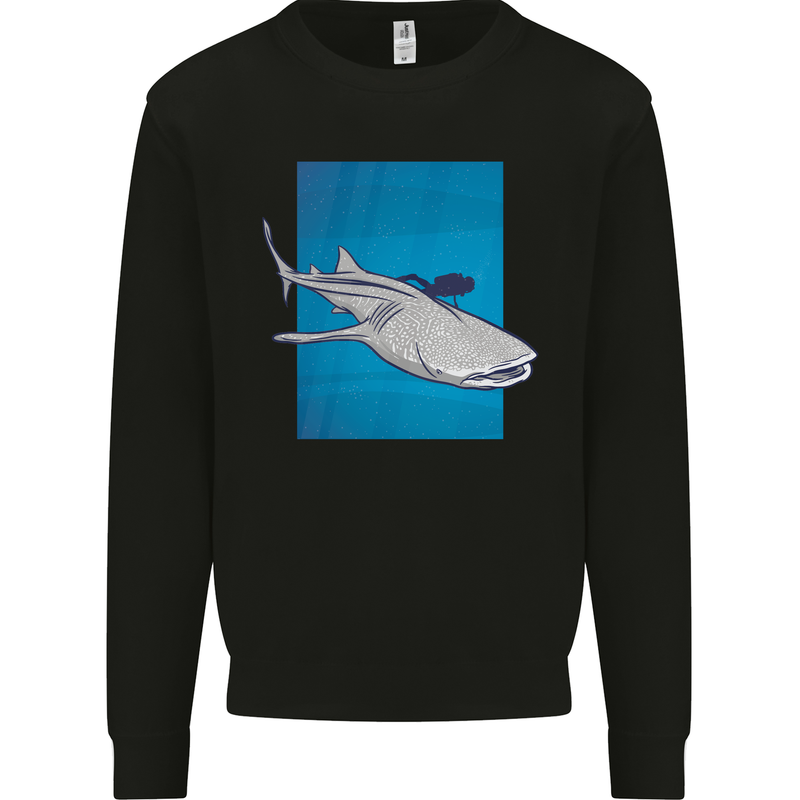 A Whale Shark and Scuba Diver Kids Sweatshirt Jumper Black
