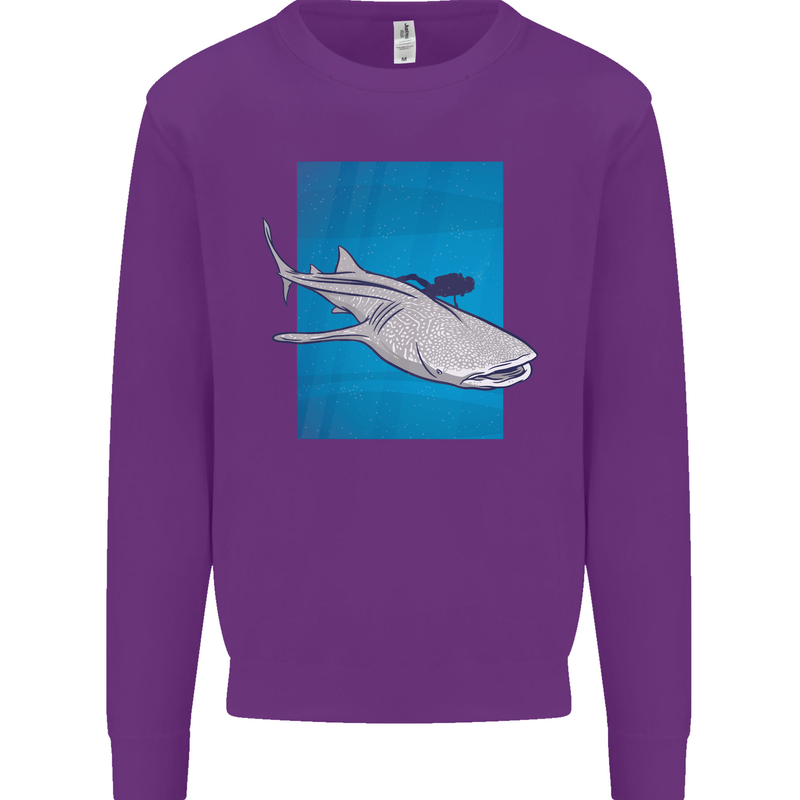 A Whale Shark and Scuba Diver Kids Sweatshirt Jumper Purple