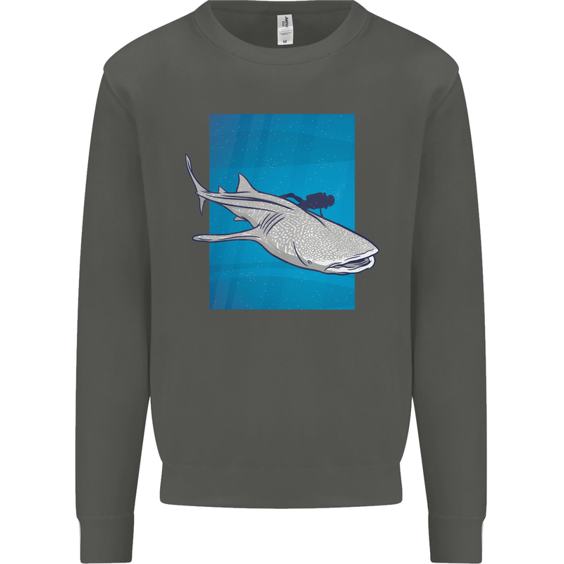 A Whale Shark and Scuba Diver Kids Sweatshirt Jumper Storm Grey