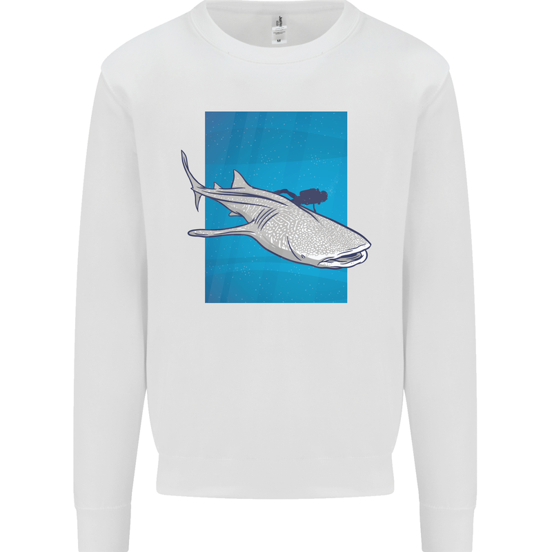 A Whale Shark and Scuba Diver Kids Sweatshirt Jumper White