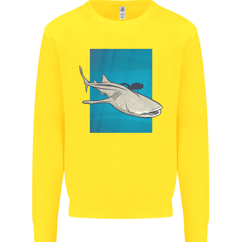 A Whale Shark and Scuba Diver Kids Sweatshirt Jumper Yellow