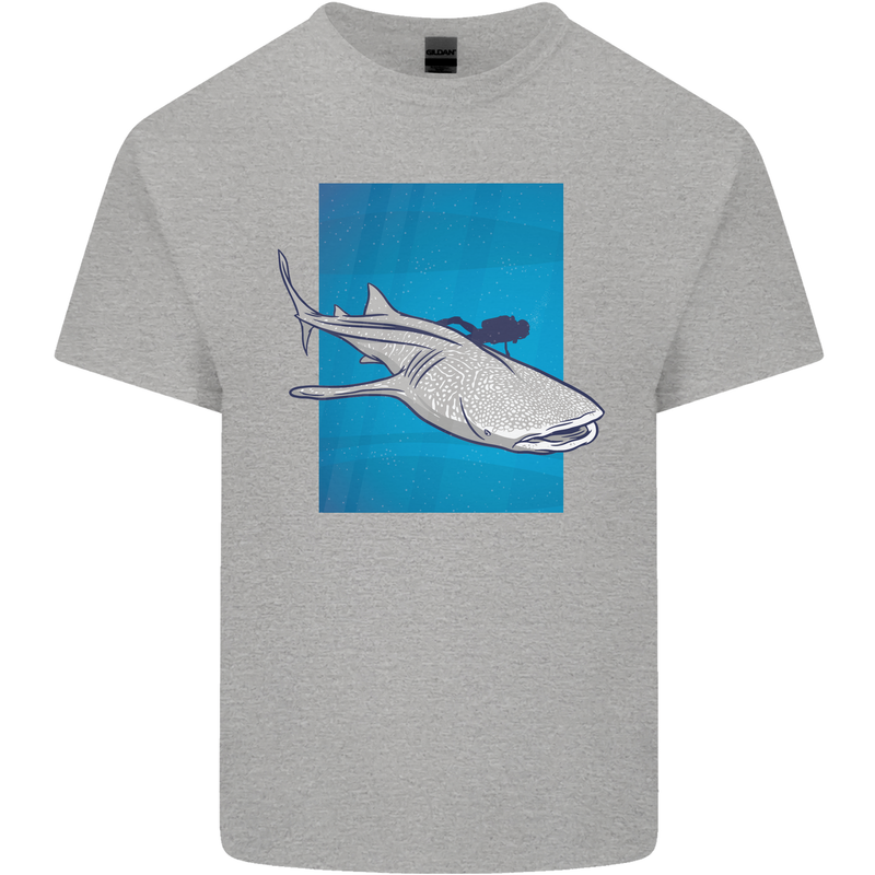 A Whale Shark and Scuba Diver Kids T-Shirt Childrens Sports Grey
