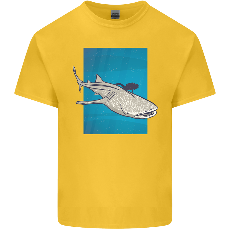 A Whale Shark and Scuba Diver Kids T-Shirt Childrens Yellow